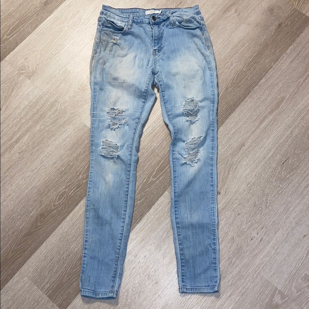 Cello Light Wash Distressed Denim Jeans